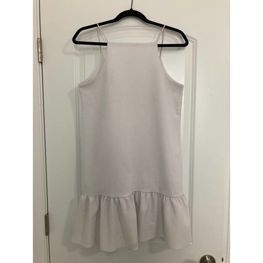 ZARA Medium W/B Collection White Spaghetti Strap Ruffled Dress
